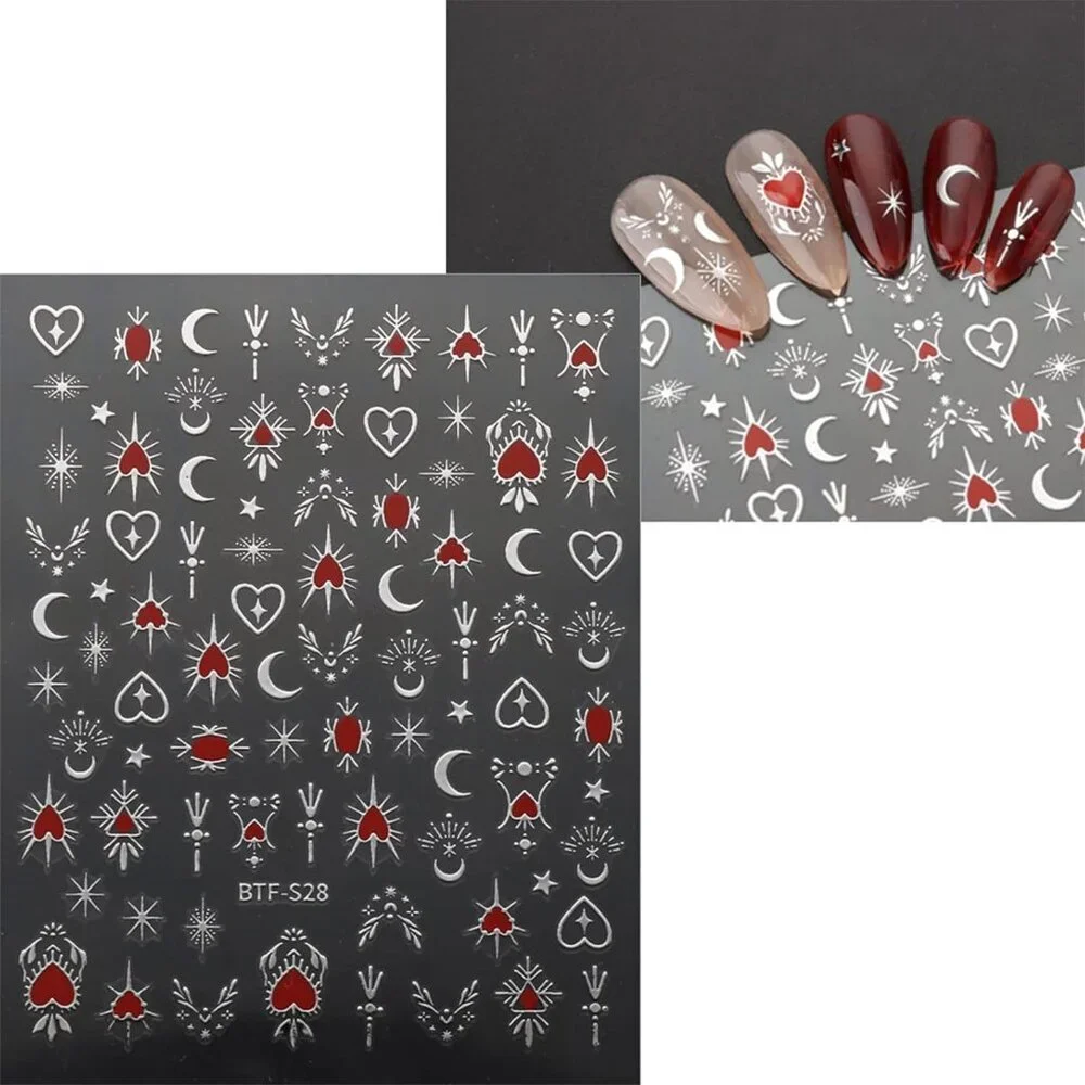 9 Sheets Moon Star Nail Art Stickers Decals Self-Adhesive Pegatinas Uñas Sun Nai - Picture 4 of 8